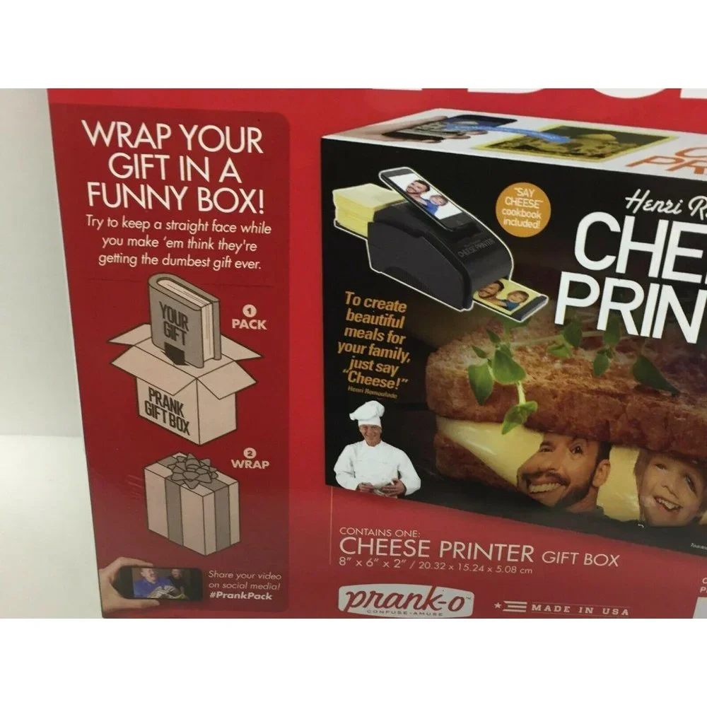 Prank Gift Box Cheese Printer Wrap Small Real Funny Henri Joke Fake Gag Card